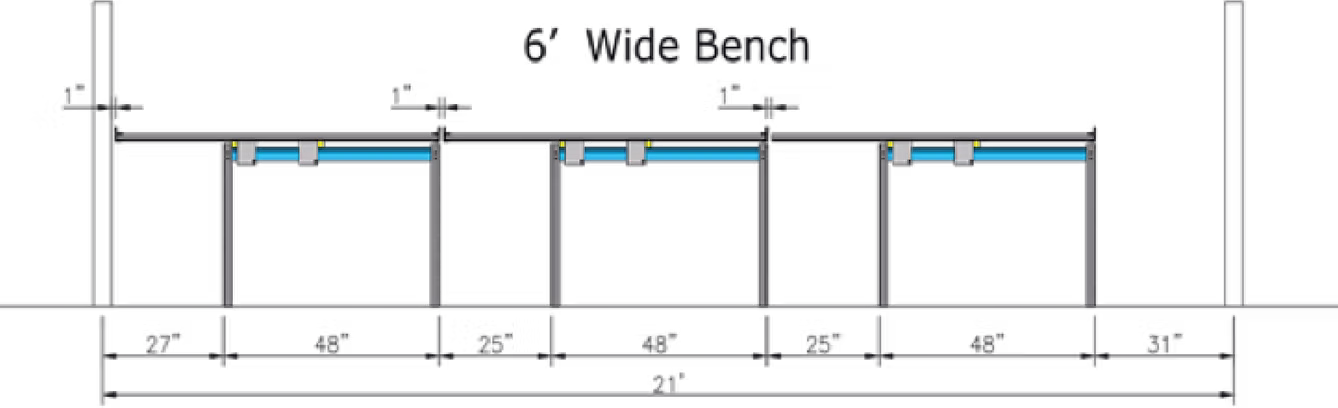 6' Wide Bench Diagram